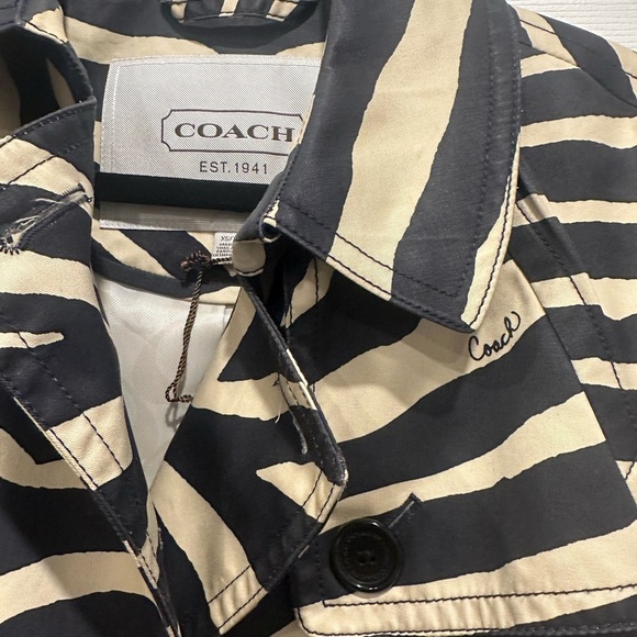 Coach Rare Women’s Zebra Print Trench Coat | XS | Y2K Chic Outerwear - Picture 3 of 9